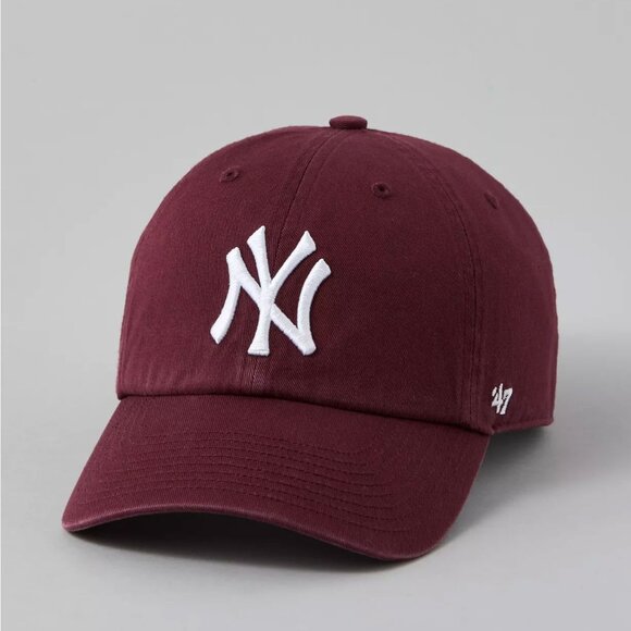 New York Yankees Maroon Blue 47 Brand Ballpark Clean Up Hat - Picture 2 of 5